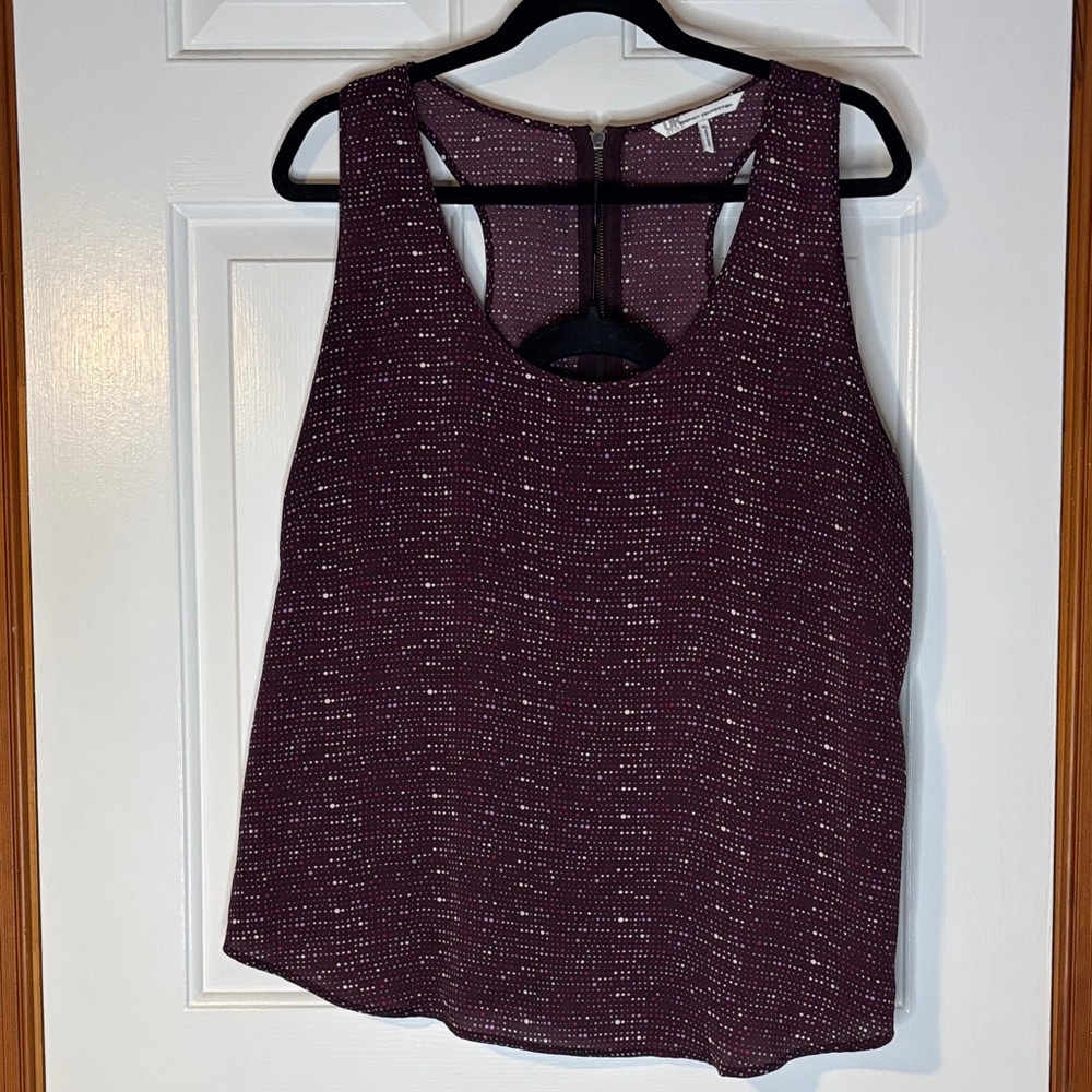 French Connection Geometric Plum Razorback Tank Top